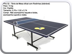 PHJ 32 - Tenis de Mesa oficial com Rodinhas (dobravel)