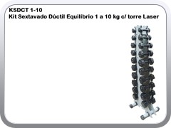 KSDCT 1-10 – Kit Sextavado Dúctil Equilíbrio 1 a 10 kg com torre Laser