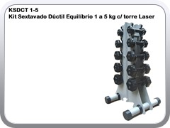 KSDCT 1-5 – Kit Sextavado Dúctil Equilíbrio 1 a 5 kg com torre Laser